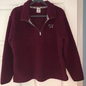 Pink Victoria’s Secret Sherpa Quarter Zip